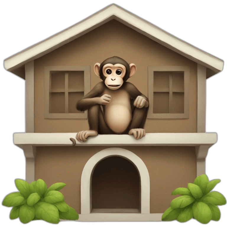 Monkey eating house emoji