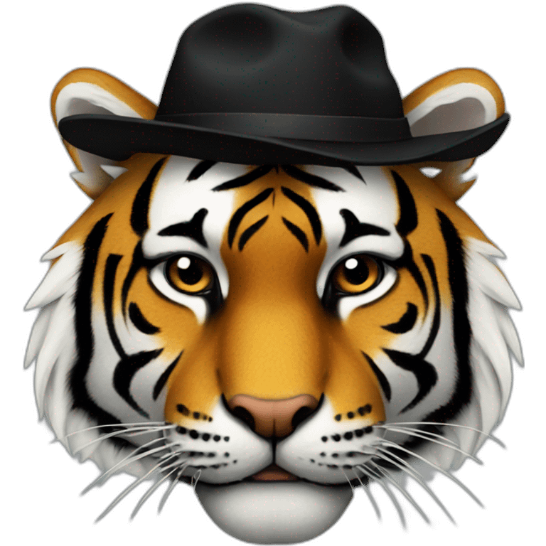 A tiger with a black hat emoji