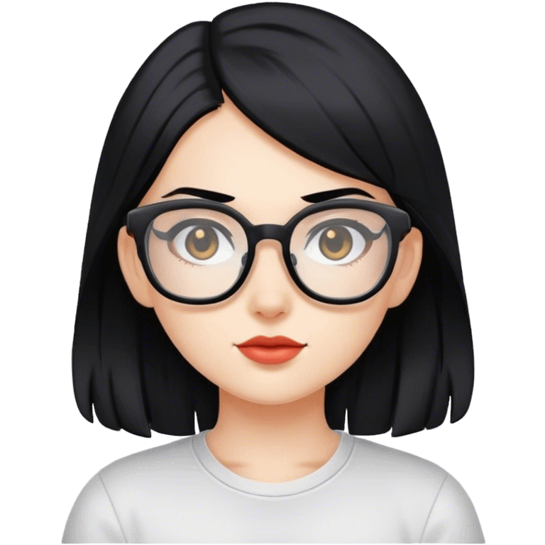 gamer girl with black hair and glasses emoji