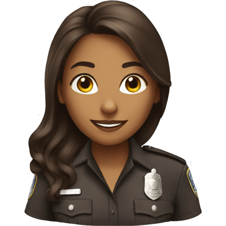 A police woman, brown skin., long hair, happy emoji