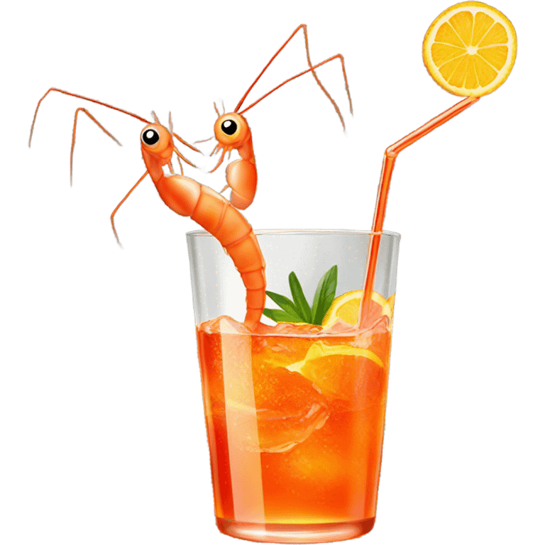 A shrimp chilling in an aperol spritz emoji