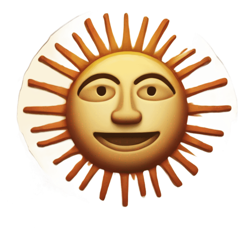 Un círculo radiante con rayos, similar a las representaciones de Tonatiuh, el dios del sol mexica. emoji