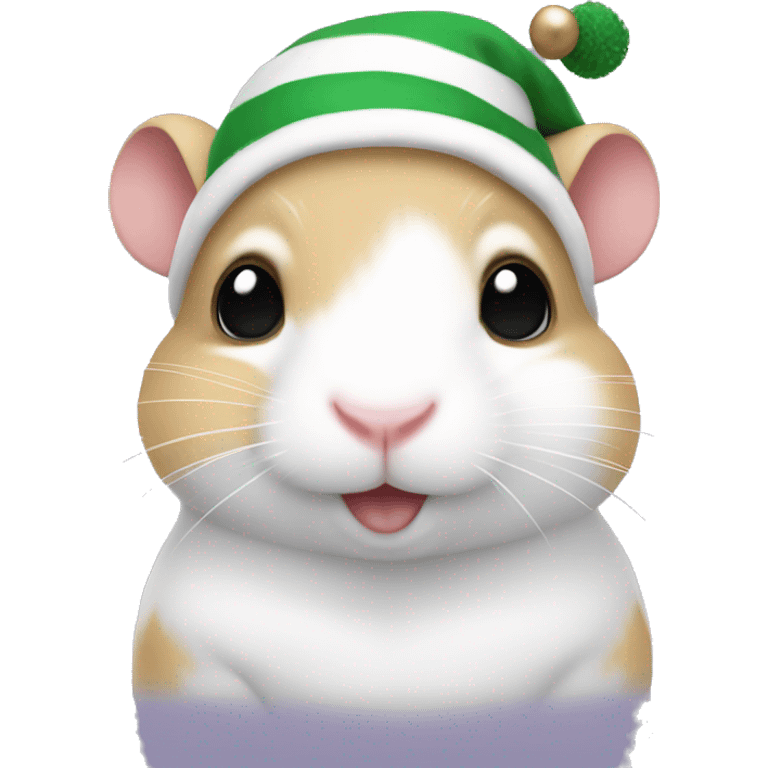 White Hamster wearing christmas Sweatshirt  emoji