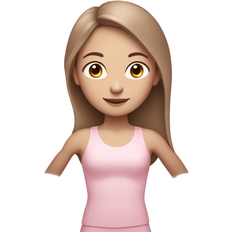 Brown long hair pale skin yoga girl light pink clothes n emoji