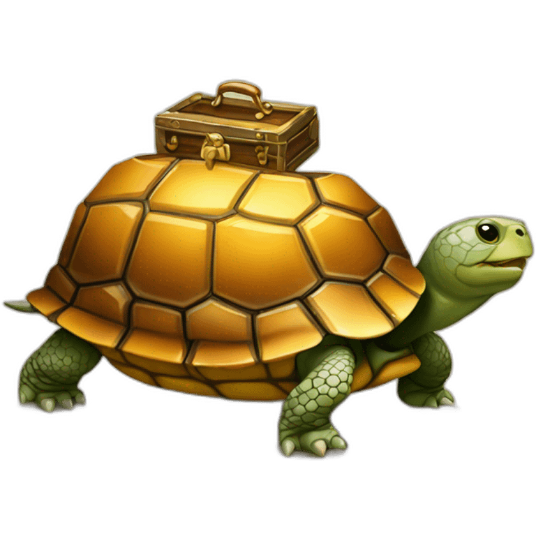 tortoise with a treasure chest as it's shell emoji