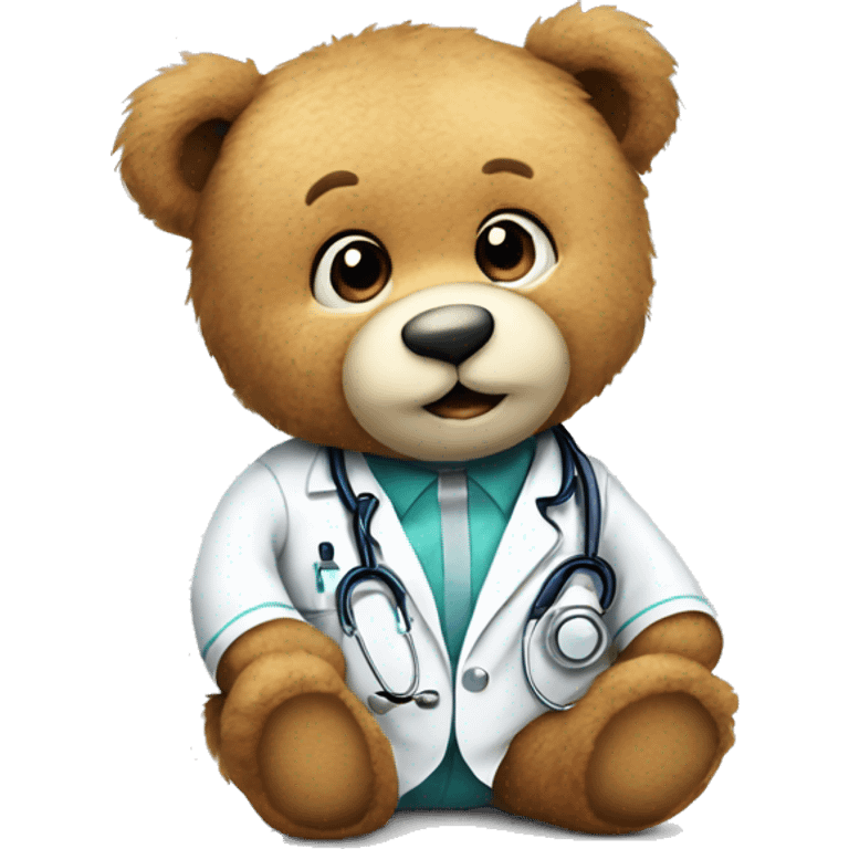 cute soft and fluffy doctor teddy bear sitting emoji