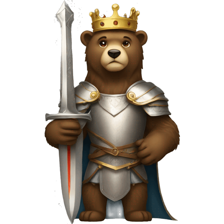 king arthur holding excalibur as a cute bear emoji