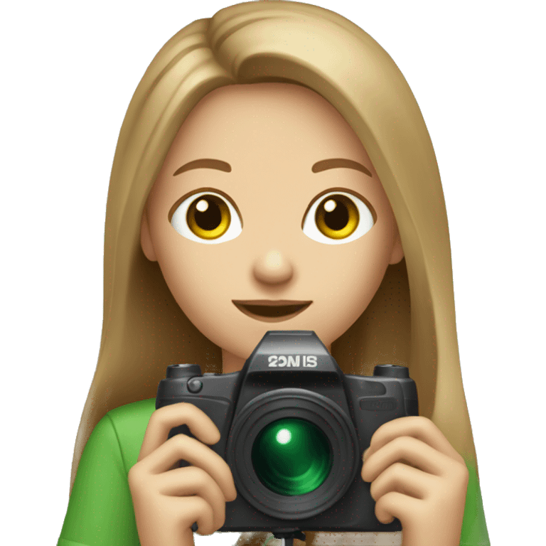 long Light brown hair girl green eyes with camera emoji