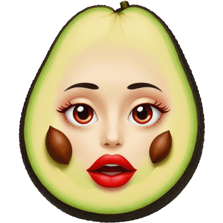 aguacate con labios grandes y rojos y ojos  emoji