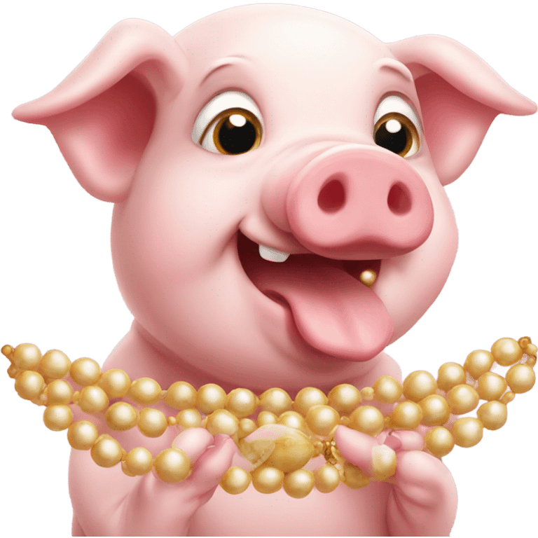 Pig eating pearls emoji