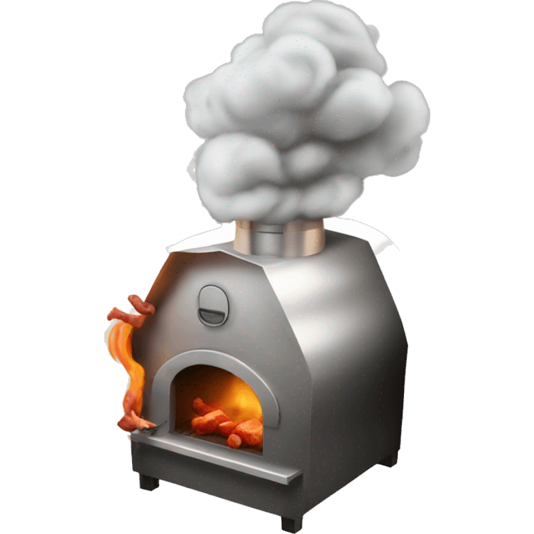 a meat smoker in the backyard billowing smoke emoji