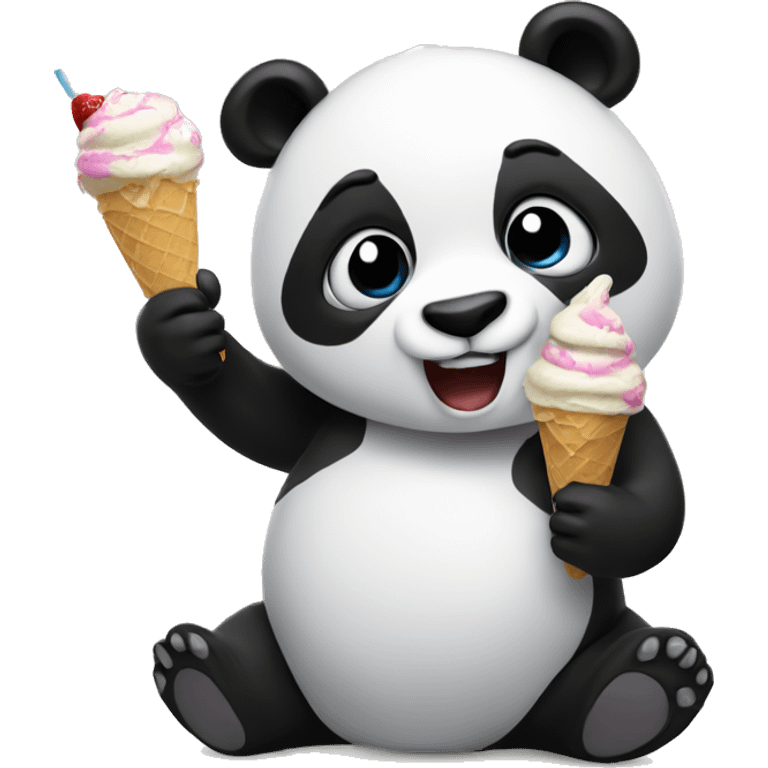 Panda eating ice cream emoji