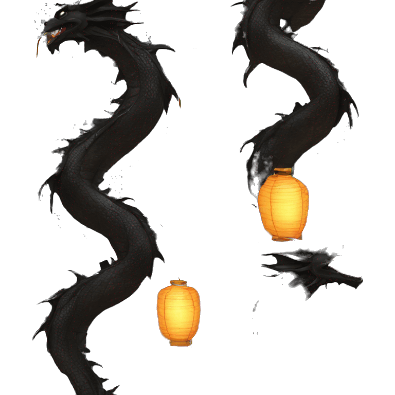 Black Dragon with lanterns on its tail emoji