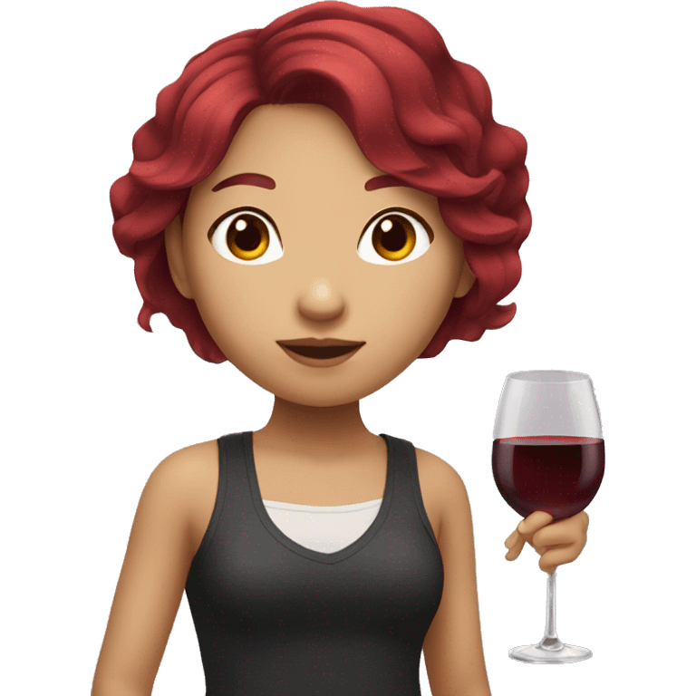 asian girl with wine red hair  emoji