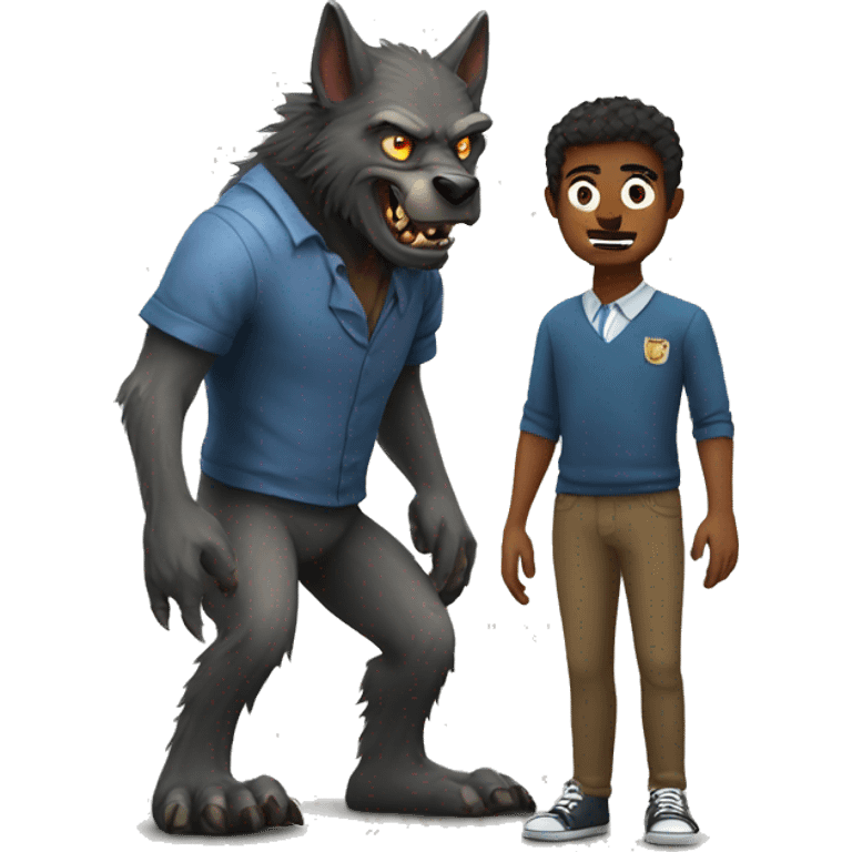 Werewolf standing close to teacher emoji