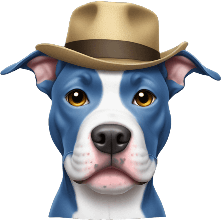 Blue pitbull wearing a hat emoji