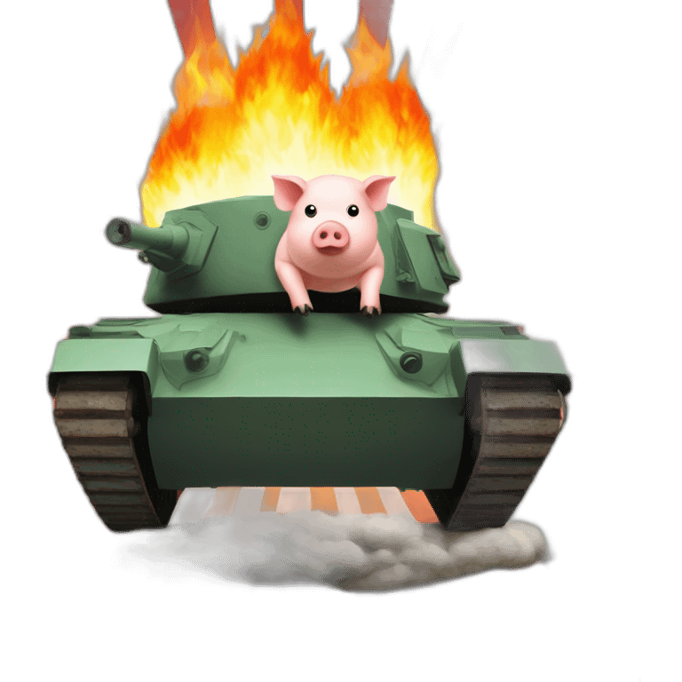 Ukrainian pig inside a tank on fire emoji