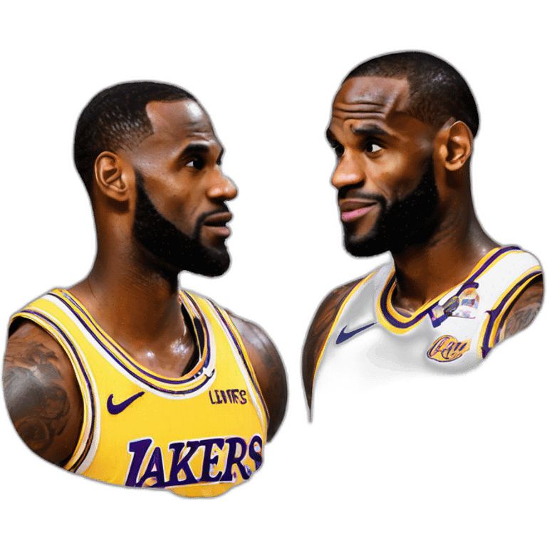 kobey bryant and lebron james in a face to face  emoji