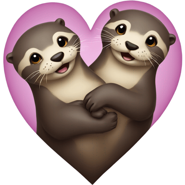 Two Otters making a heart with their bodies emoji