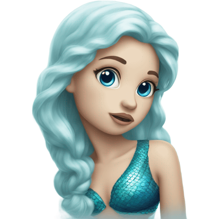 little cute mermaid kisses with blue eyes  emoji