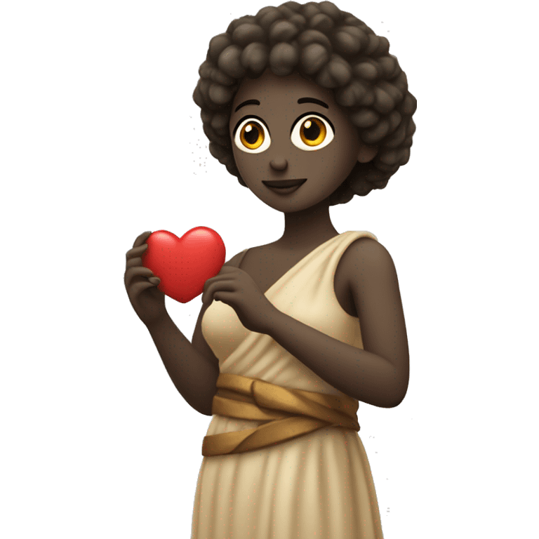 Sappho holds a heart in her hand emoji