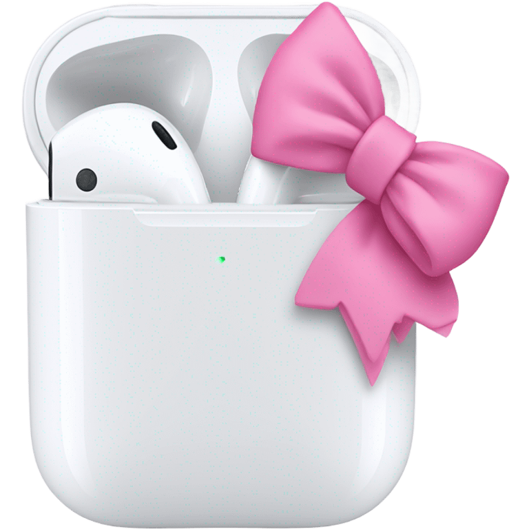 airpods with pink bow emoji