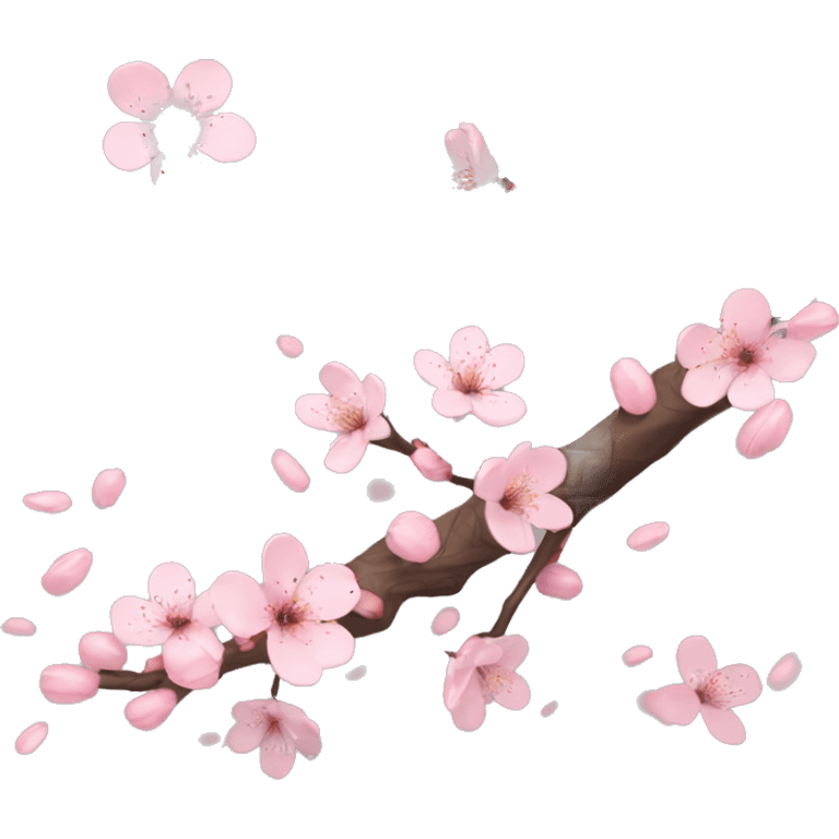 A cherry blossom tree branch with petals gently falling to the ground emoji