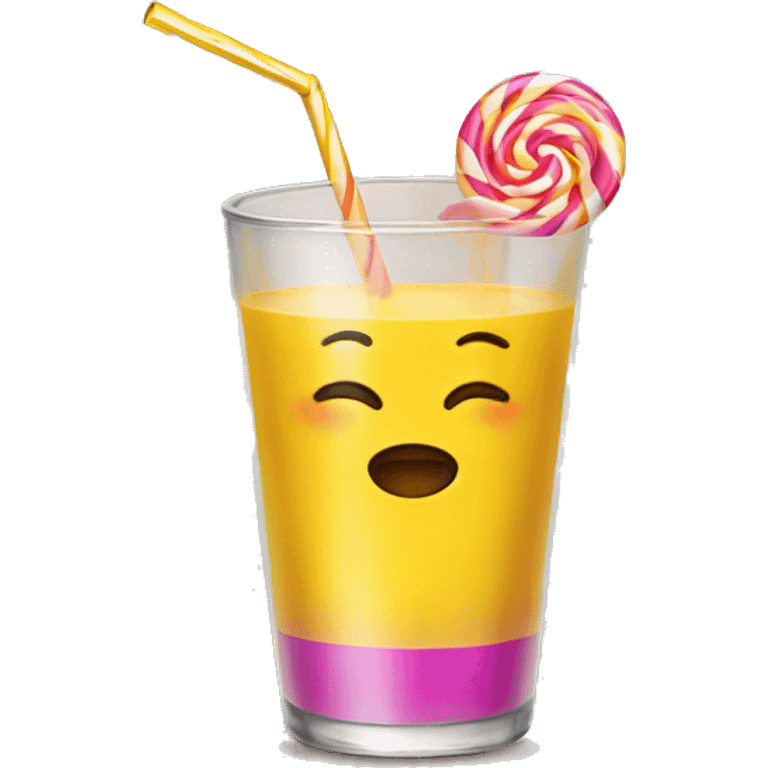 Yellow drink with candy  emoji