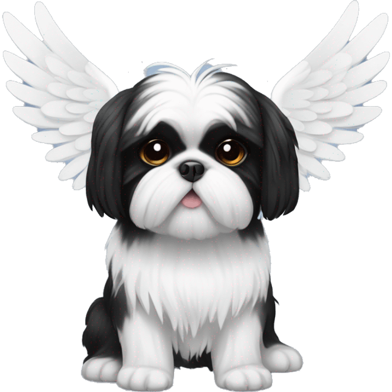 black and white shih tzu with wings emoji