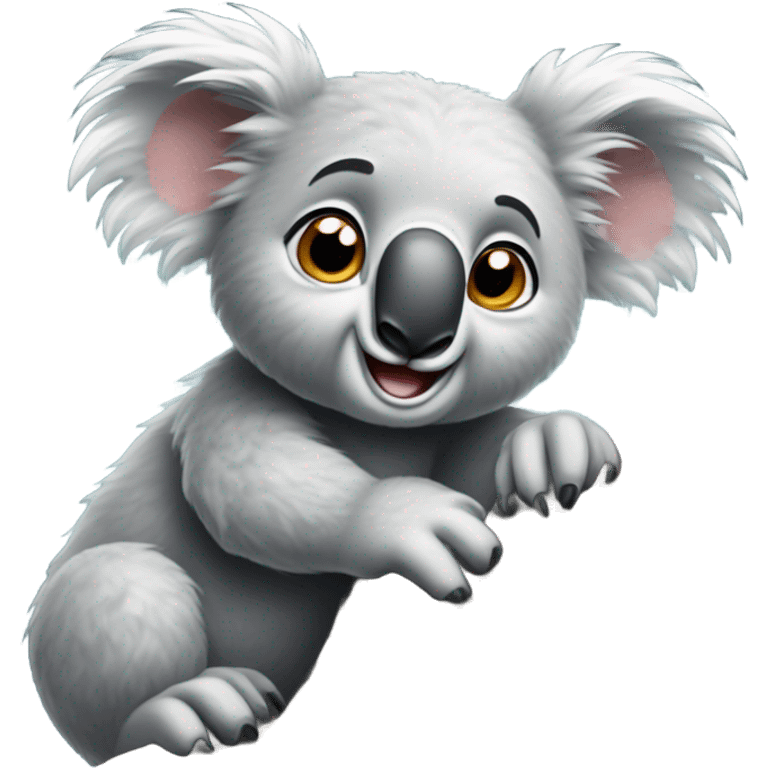 Cute fluffy koala rock climbing emoji