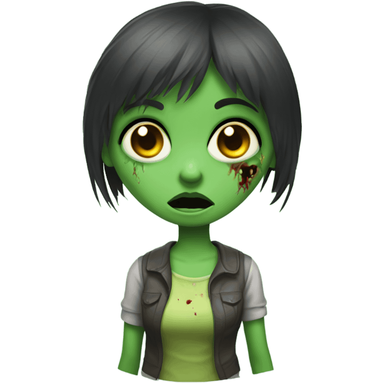 Brunette zombie girl in horror zombie green with bangs  emoji