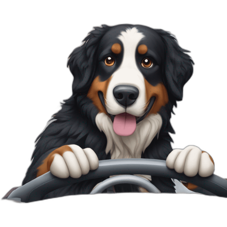 bernese mountain dog driving in arctic polar circle emoji