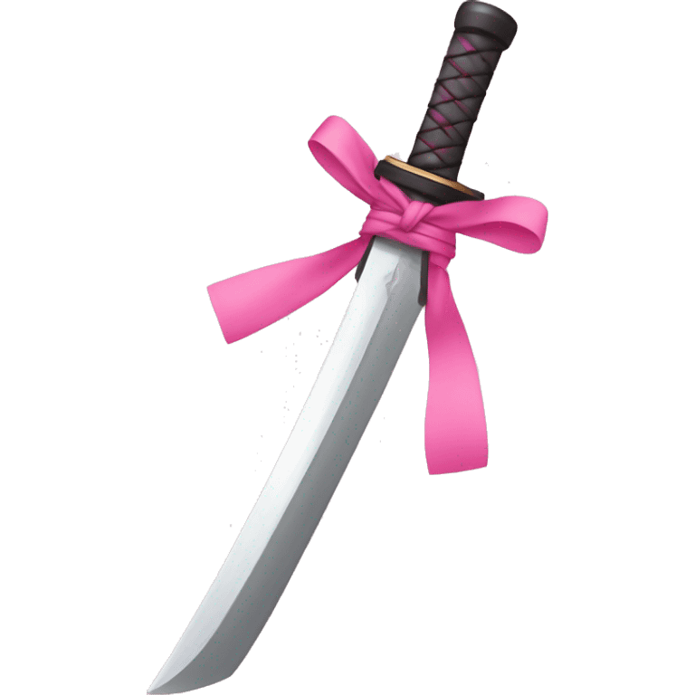 Cute samurai sword pink ribbon  emoji