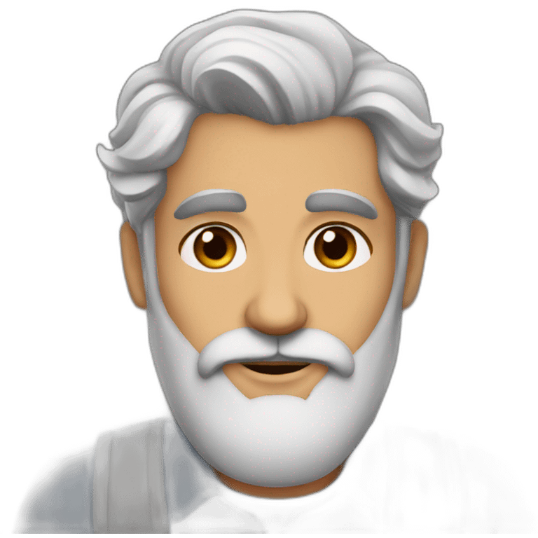 30s persian man, brown eyes, grey beard emoji