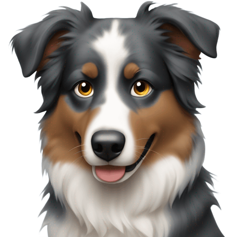 Australian shepherd with blue e emoji