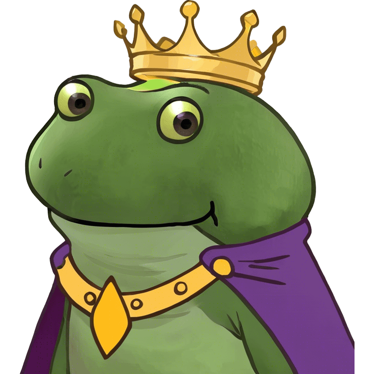 bufo the king wearing a purple cape and gold crown emoji