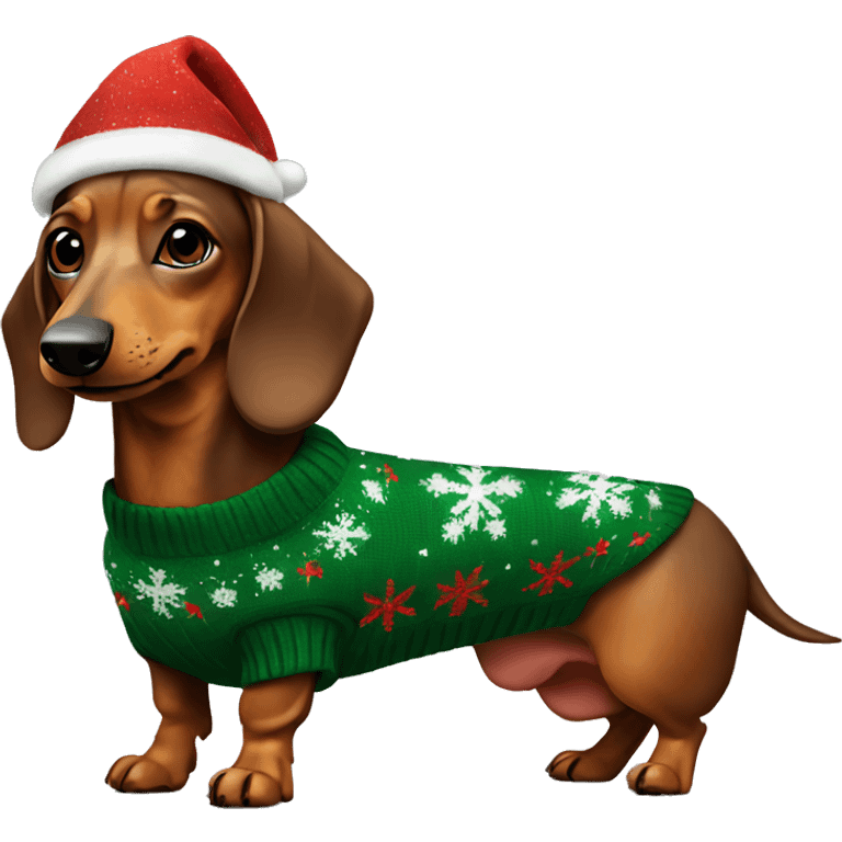 dachshund in a christmas sweater emoji