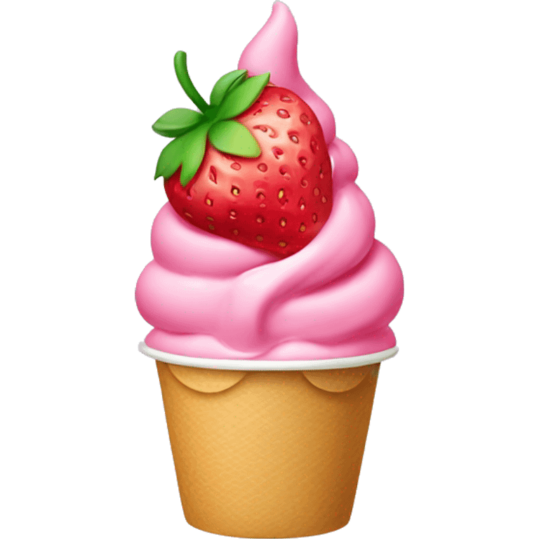 Strawberry frozen yogurt emoji