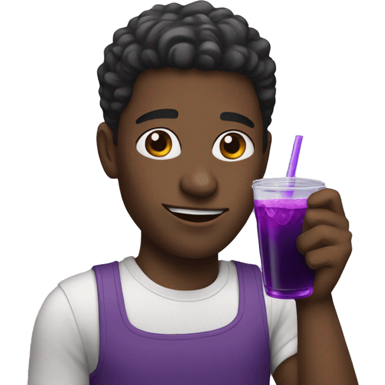 black guy with purple drink emoji