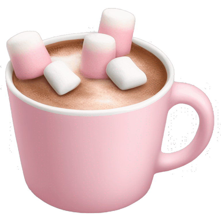 Light Pink mug of hot chocolate with marshmallows  emoji