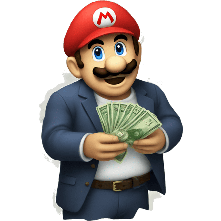 mario doing a money spread emoji