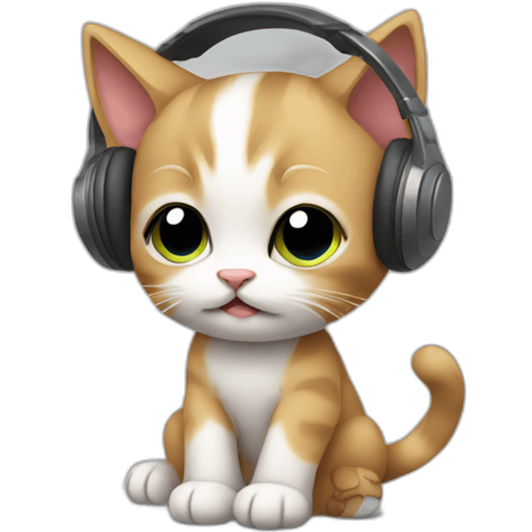 sad kitten listening to music emoji