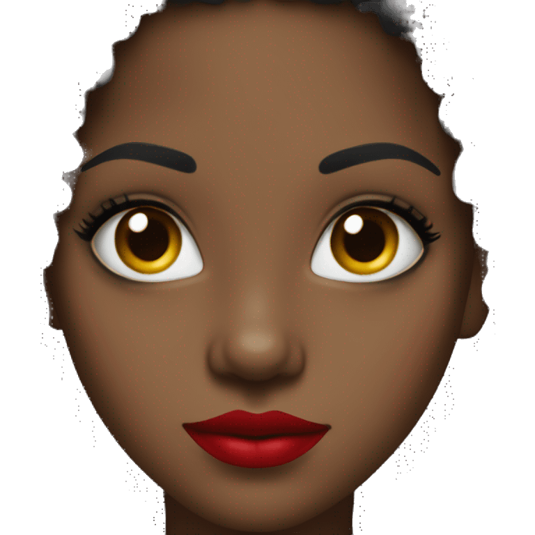 black girl with afro, red lips, long eyelashes emoji