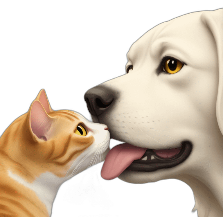 Cat sniffing dogs back emoji