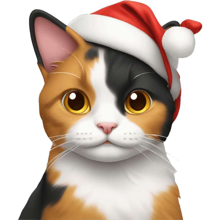 Calico Cat with a Santa hat emoji