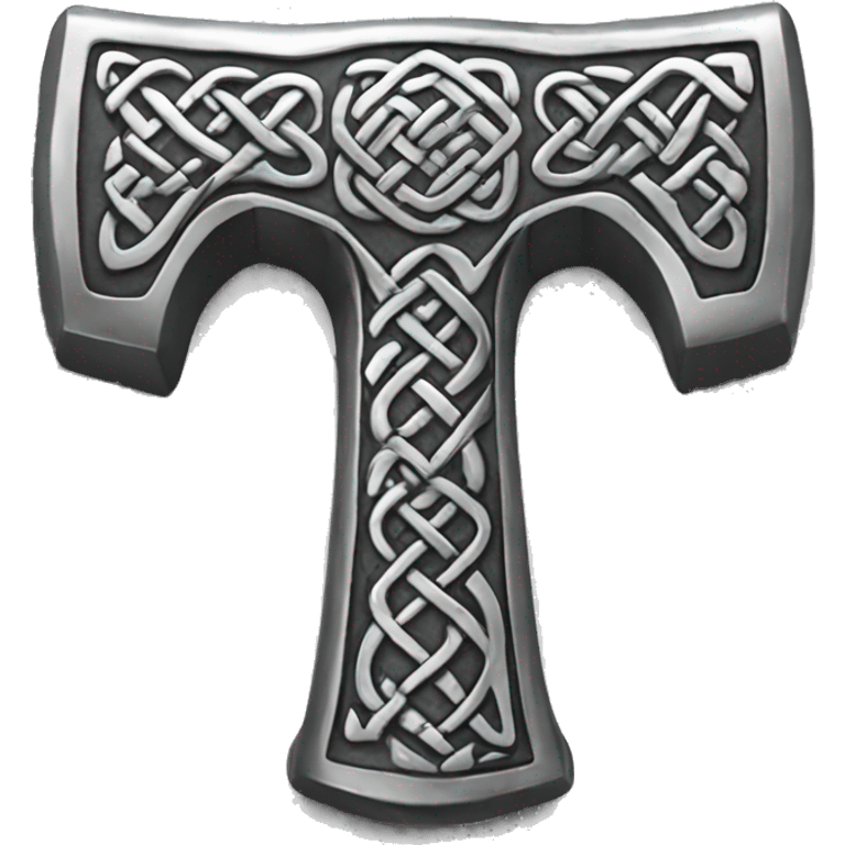 Mjolnir with Celtic pattern on silver emoji