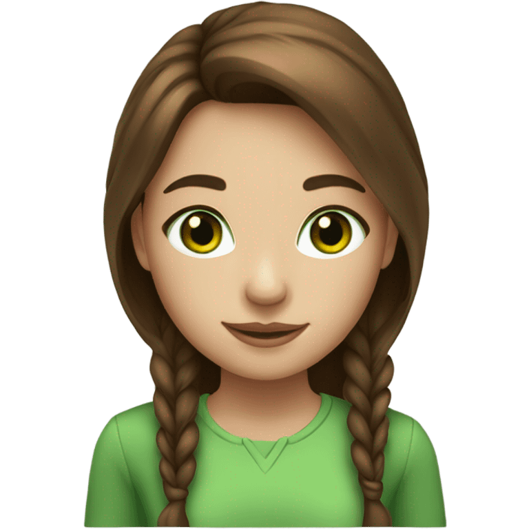 a girl with brown hair and green streaks in it, with green eyes and freckles emoji