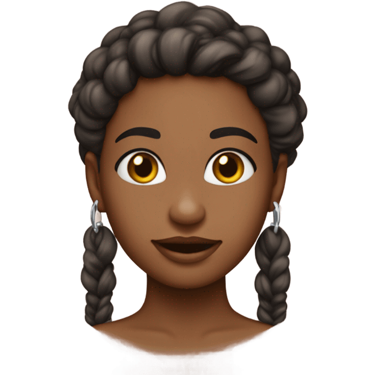 menina de seis anos cablo liso castanho usando colar e brincos emoji