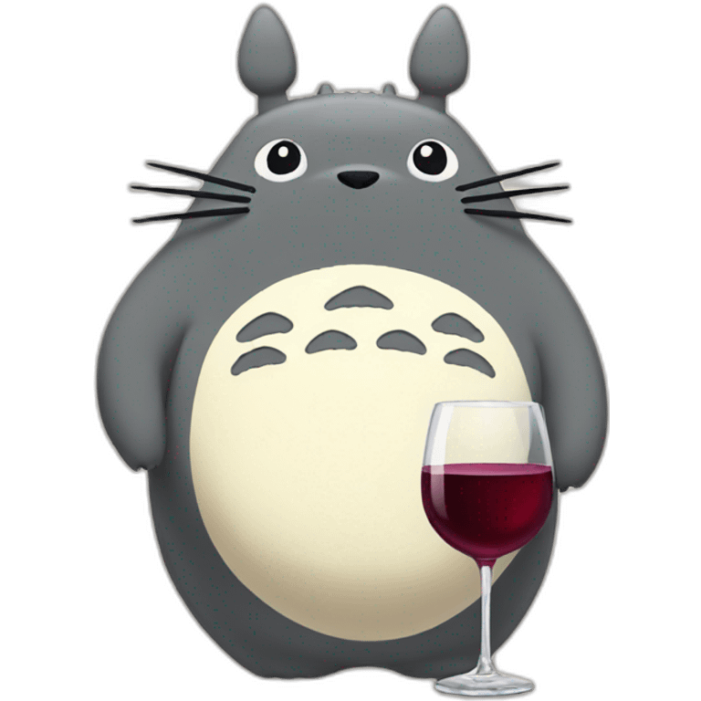 Totoro with a glass of wine emoji