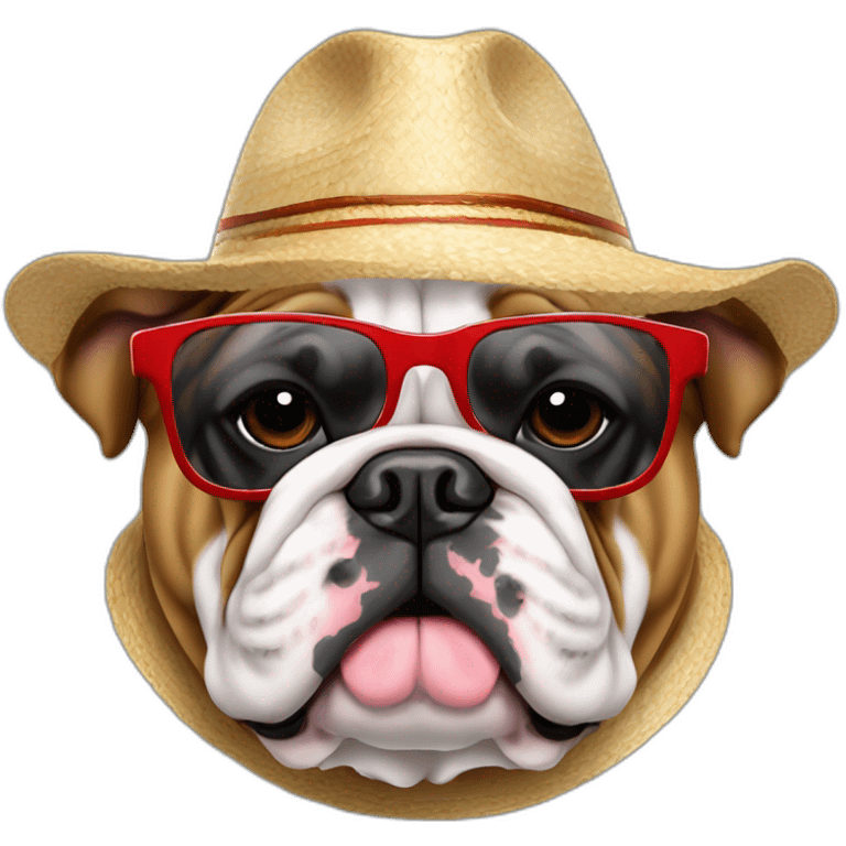 Bulldog ingles con sombrero y gafas de sol emoji